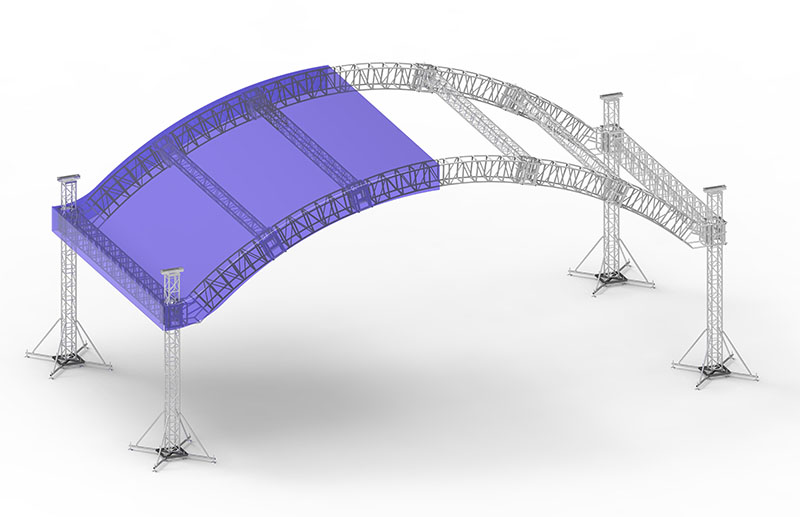 Curved quadrilateral frame